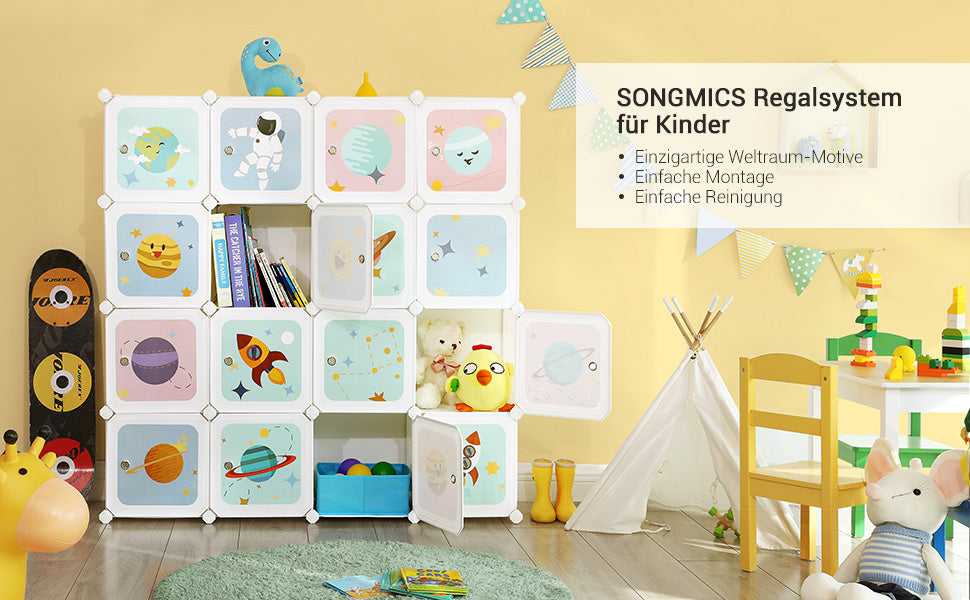SONGMICS 15 Dice Shelving System storage s wardrobe for Children Plastic shoe rack Multipurpose shoes Play Toy