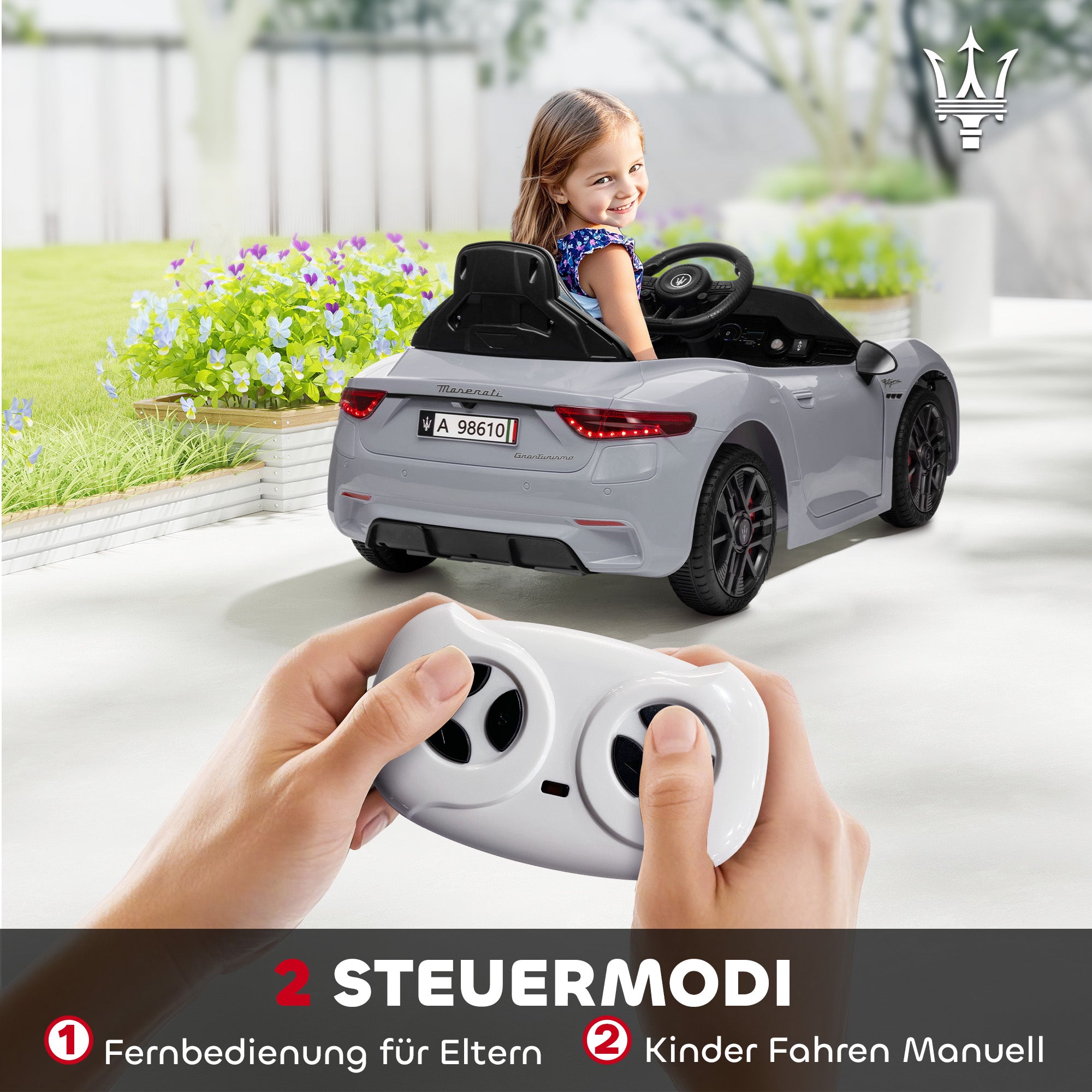 Maserati Gran Turismo Ride On Kids Electric Car 12V Grey