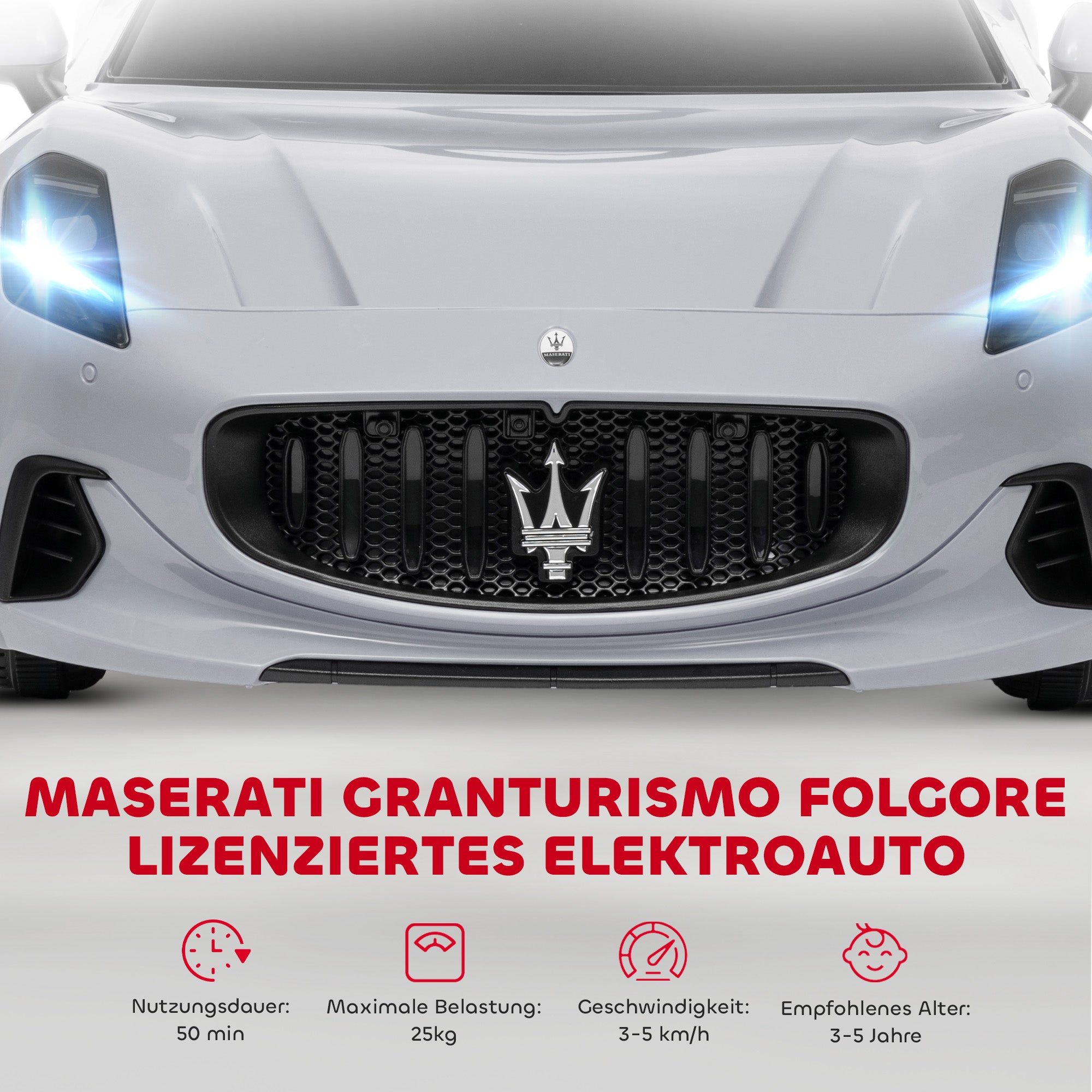 Maserati Gran Turismo Ride On Kids Electric Car 12V Grey