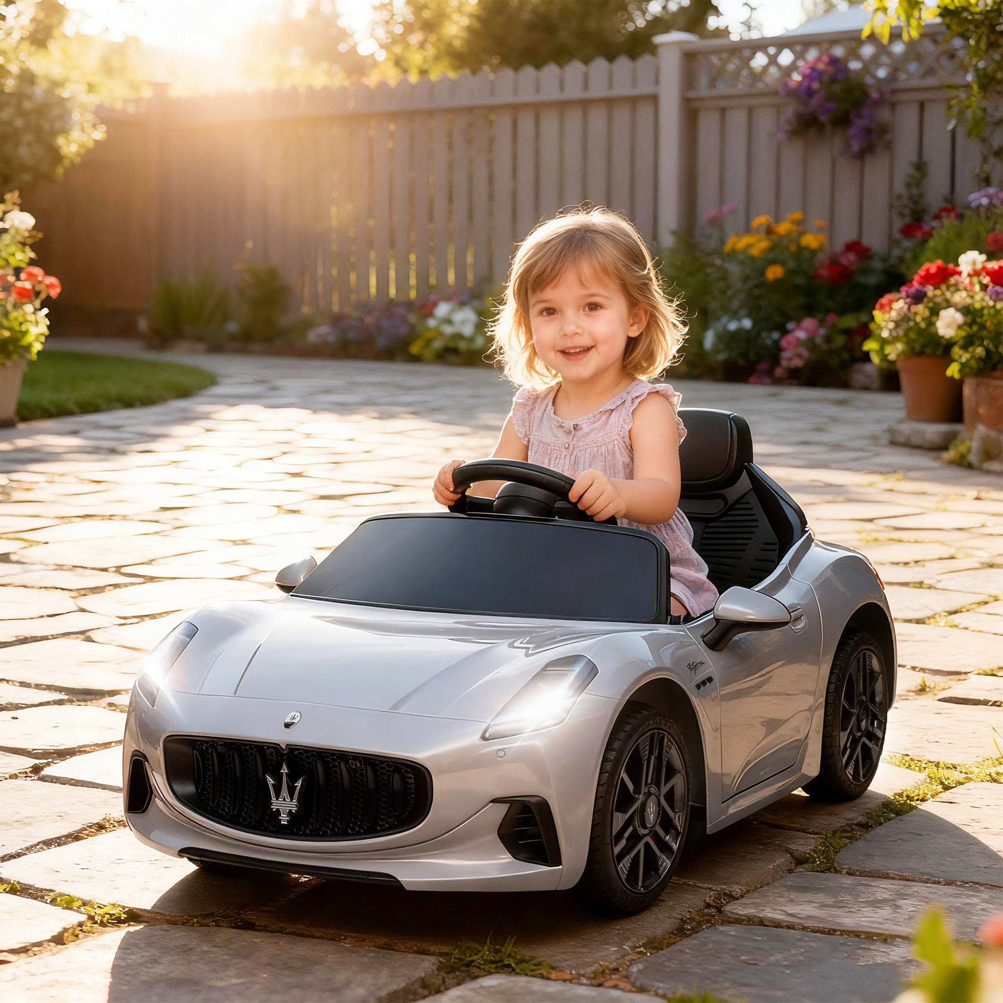 Maserati Gran Turismo Ride On Kids Electric Car 12V Grey