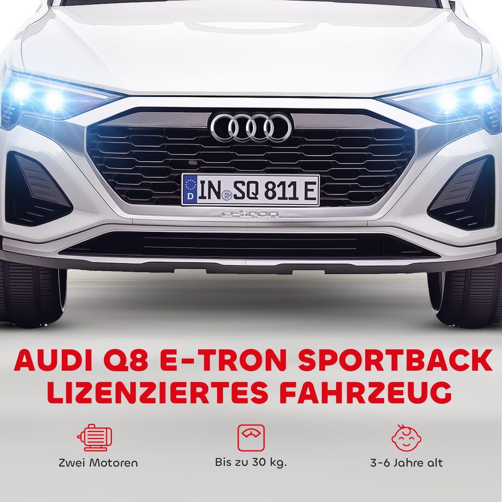 Audi Q8 Etron 12V Kids Electric Ride-On Car - White